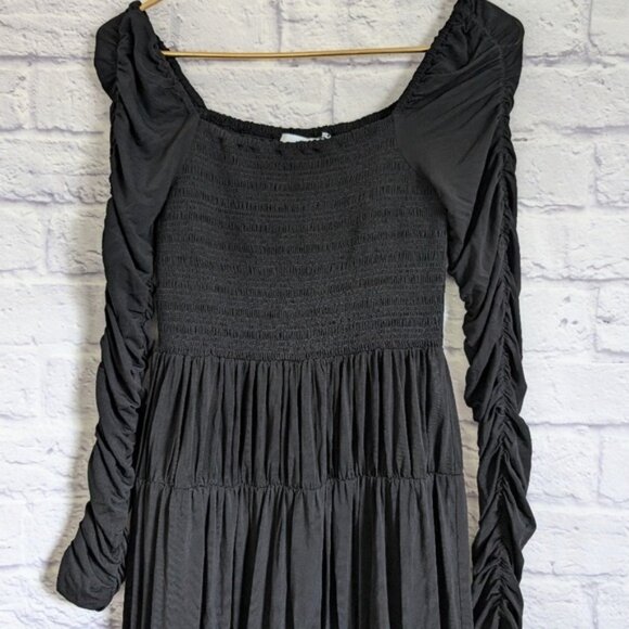 La Ligne Mariella Maxi Dress XS NEW Black Tiered Jersey Smocked Long Sleeve - Picture 4 of 8